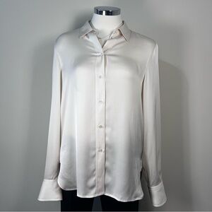 Vince Ivory/Cream Silk Button Up Quiet Luxury Blouse Womens Size S